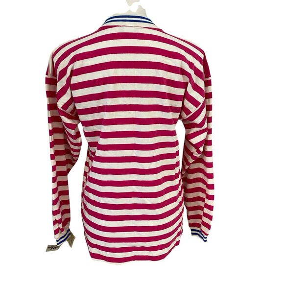 SK Sport Sweatshirt Womens Medium Vintage 1980s Pink Stripe Classic Hipster - Picture 13 of 16